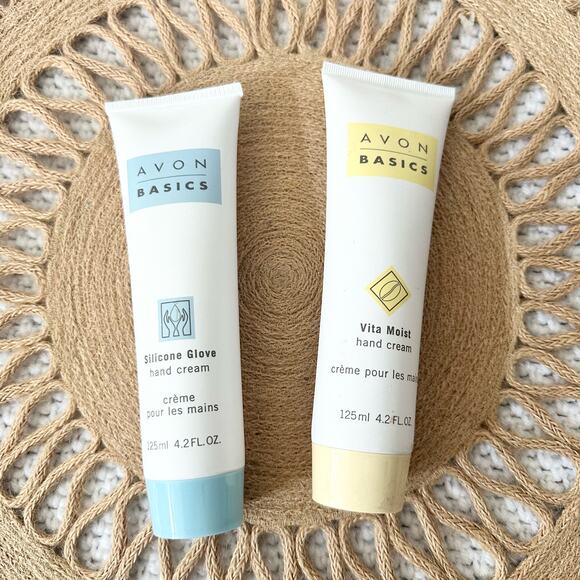 Avon Basics Blue Cap Silicone Lotion  Yellow Vita Moist Hand Cream Set 2 125 ml - Picture 2 of 6